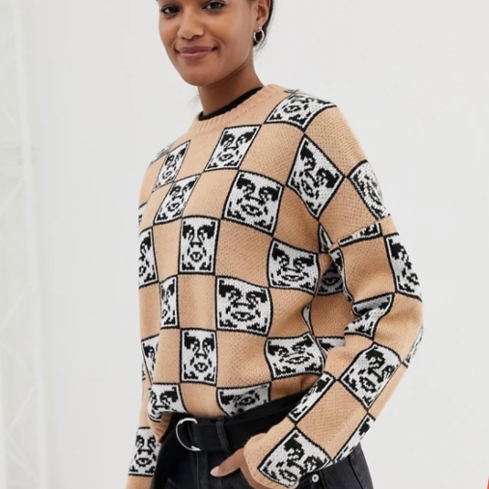 OBEY knitted giant intarsia sweater